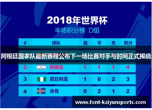 阿根廷国家队最新赛程公布下一场比赛对手与时间正式揭晓 阿根廷国家队最新赛程公布下一场比赛对手与时间正式揭晓